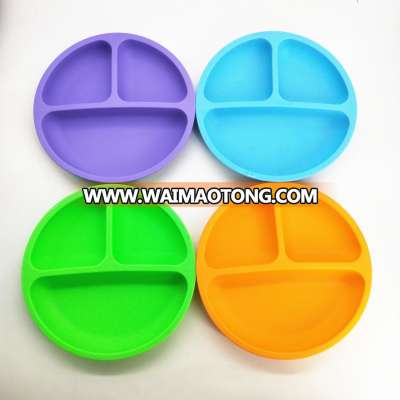 100% silicon plates for Toddlers Divided Unbreakable  Baby plates for suction Dishwasher and Microwave Safe