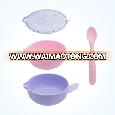 Baby Products Food Grade baby feeding Bowl set Mash bowl + Heat Insulation Bowl + Spoon